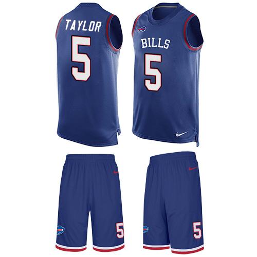 Nike Bills #5 Tyrod Taylor Royal Blue Team Color Men's Stitched NFL Limited Tank Top Suit Jersey - Click Image to Close